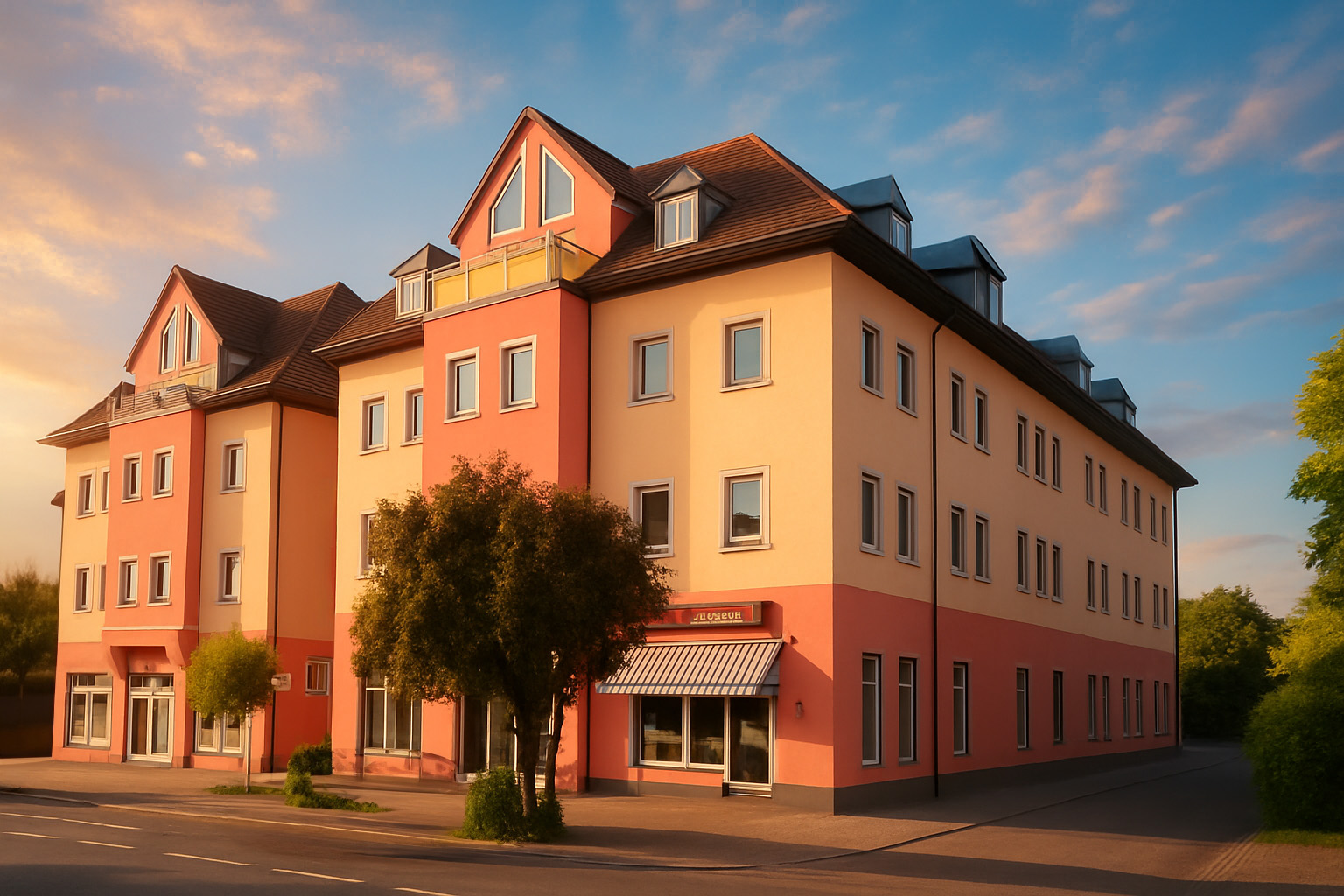 Praxis_Strassenansicht_abendsonne Kontakt Ina Maier Psychotherapie Neustadt Aisch